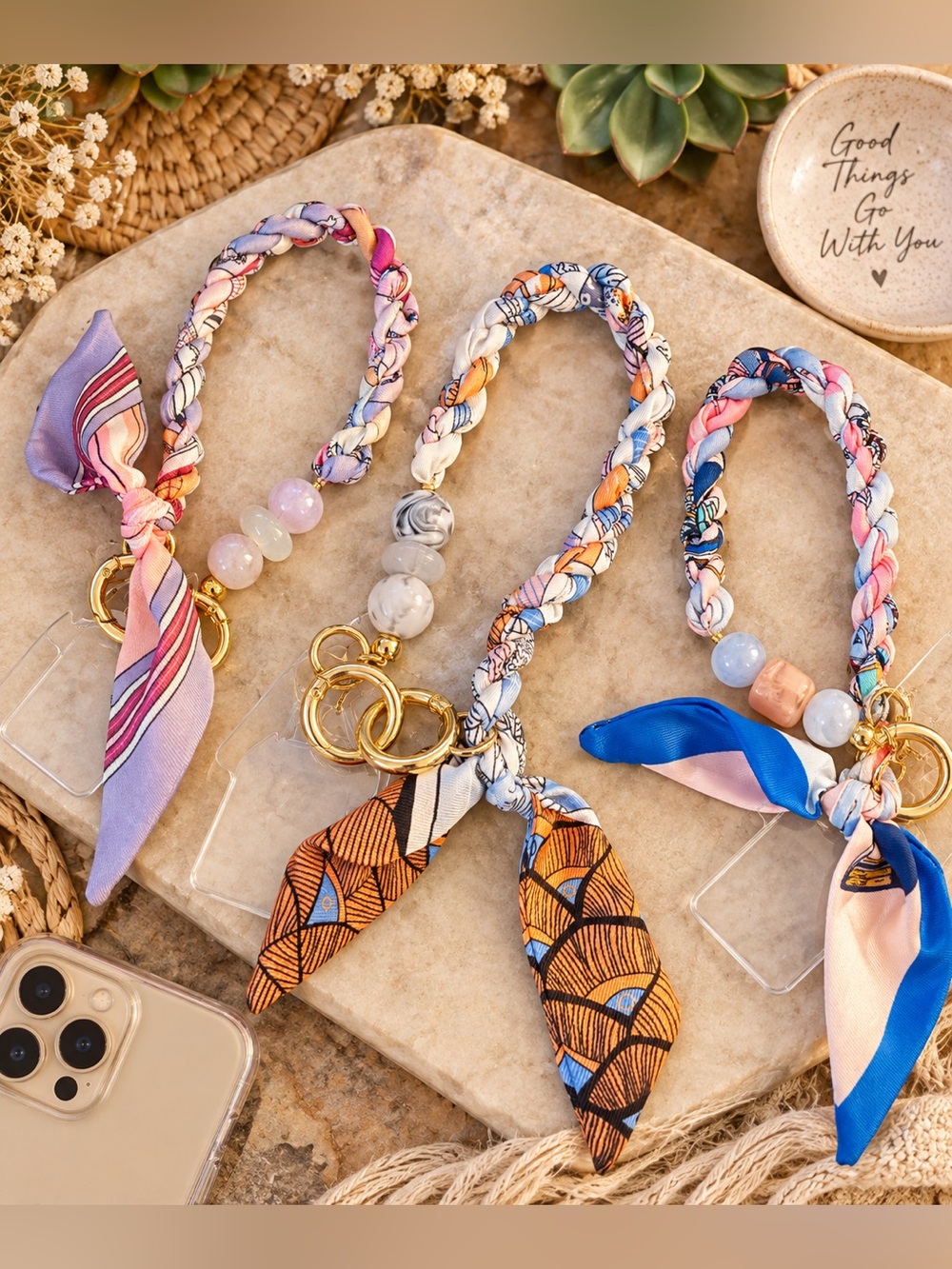 Braided Scarf Keychain Wristlet - Multicolor